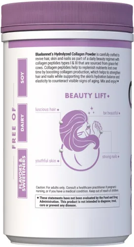Vista 6 de BlueBonnet Nutrition - Colágeno hidrolizado en polvo, apoya el cabello, la piel y las uñas*, sin soja, sin gluten, sin OMG, vacas alimentadas