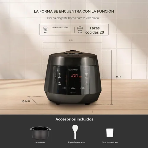 Vista 3 de CUCKOO Arrocera de alta presión de 10 tazas sin cocer / 20 tazas cocidas con olla interior antiadherente, máquina de arroz grande con 13 opciones