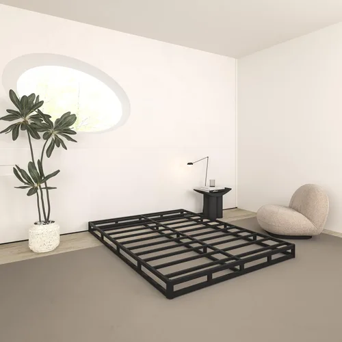 Vista 5 de Base de colchón de 5 pulgadas tamaño matrimonial, de metal resistente, capacidad de peso de 3000 libras, base de cama de perfil bajo sin ruido