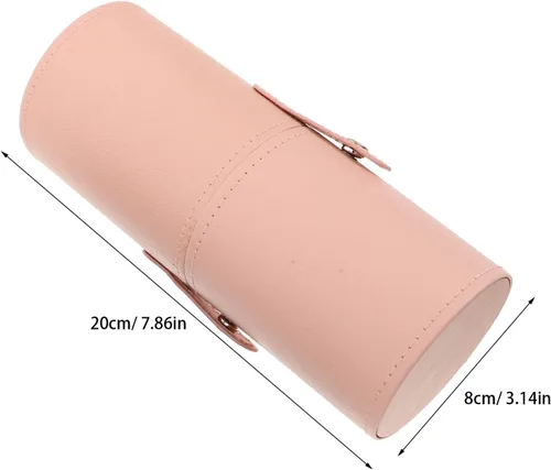 Vista 4 de 2pcs Leather Makeup Brush Holder: Stand-Up Cosmetic Brush Organizer Case for Vanity Countertop - Portable Makeup Bag for Travel
