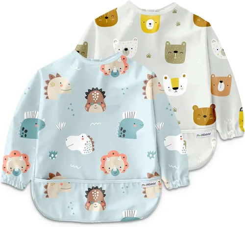 Vista 10 de Baberos impermeables para comer (niño o niña de 6 a 24 meses) – Babero de manga larga para bebé destete