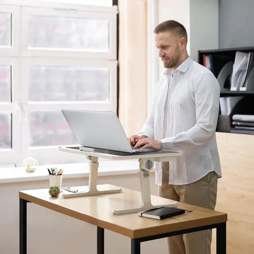 Vista 6 de Escritorio para computadora portátil para cama, escritorio de regazo ajustable, bandejas para comer y escribir, soporte portátil para computadora
