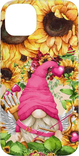 Vista 15 de Valentines Gnome in Cupid Costume for Women with Sunflower Case for iPhone 17