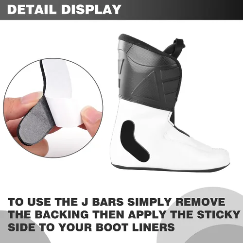 Vista 4 de 24 piezas de botas de esquí y snowboard, barras J autoadhesivas protegen los pies almohadillas Thickness is 3mm, 5mm. Reduce Heel Lift & Ankle