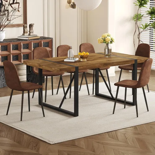 Vista 12 de Mesa de Comedor para 4-6, Mesa de Cocina de 55'', Mesas de Cocina y Comedor, Mesa de Comedor de Madera MDF con Patas de Metal para Sala de Estar