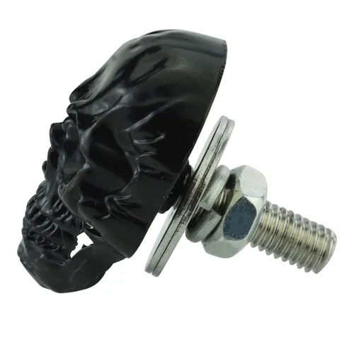 Vista 4 de Tornillos para placa de matrícula con diseño de calavera para automóvil, tornillos y tuercas Negro