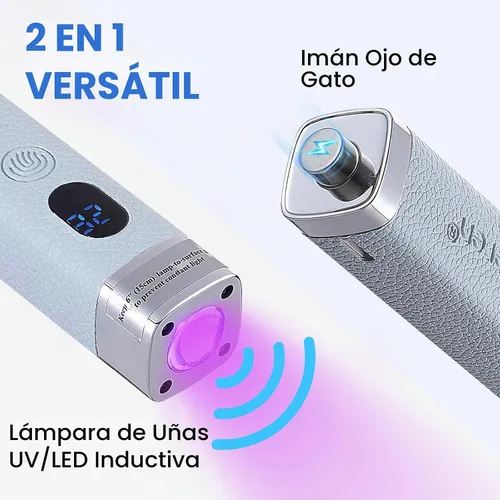 Vista 2 de Quaferen Mini luz UV de mano para uñas de gel con soporte, lámpara de uñas recargable de curación flash con sensor automático, imán de ojo de gato