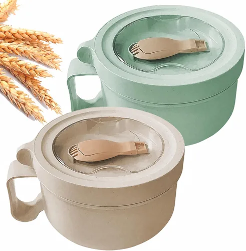Vista 8 de Tazas para sopa de microondas con tapas, tazón de ramen para microondas de 28.7oz con tapa, diseño mejorado de agarre fácil para llevar contigo