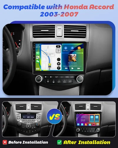 Vista 2 de Radio de coche Android 2+64G para Honda Accord 2003 2004 2005 2006 2007, 9 pulgadas pantalla táctil Radio inalámbrico Carplay Android Auto, WiFi