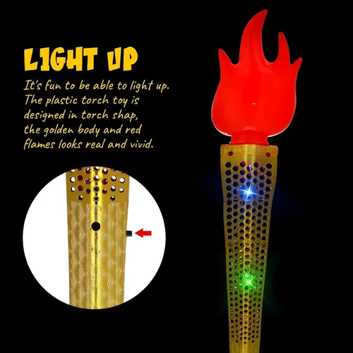 Vista 3 de Toyvian Divertida antorcha de juguete de simulación Pla- stic Prop Magics Wand Juguete para la escuela Cosplay Medieval Luau fiesta temática