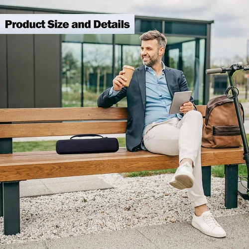 Vista 7 de Funda M08F, estuche portátil para impresoras M08F, funda de EVA negra con cremallera y asa