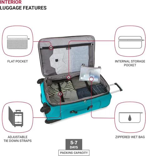 Vista 4 de SwissGear - Equipaje suave expandible Sion con ruedas, verde azulado