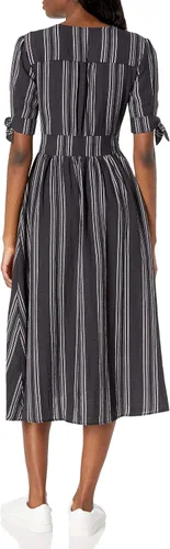 Vista 2 de Lira ropa de mujer Maverick vestido de rayas con cuello M Negro