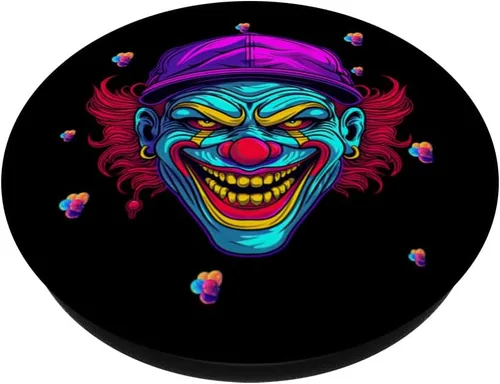 Vista 2 de Funny Streetwear synthwave 80s 90s retro anime malvado payaso PopSockets adhesivo PopGrip