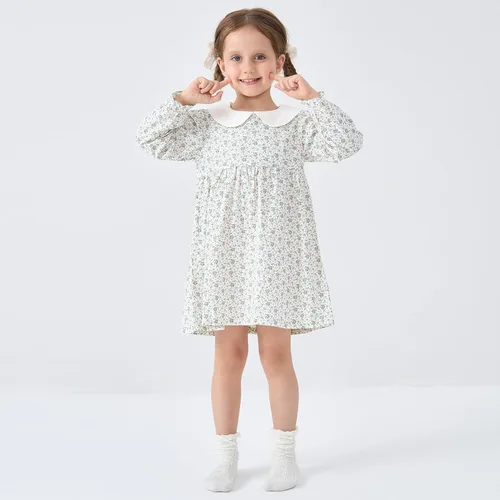 Vista 2 de pureborn Vestido de algodón de manga corta y larga para bebé niña pequeña 0-6T