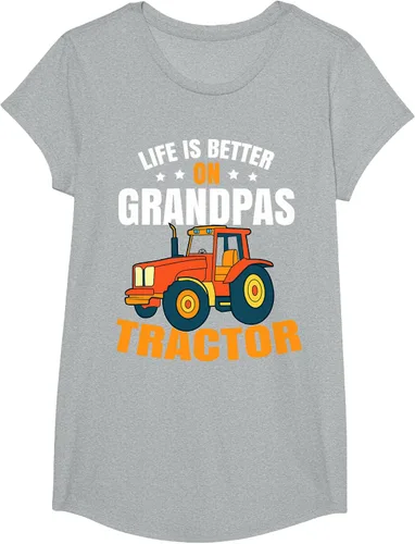 Vista 50 de Life Is Better On Grandpas Tractor Kids Farm Tractor Boy Camiseta, Negro