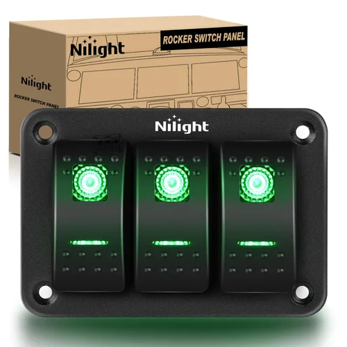 Vista 47 de Nilight Panel de Interruptores Basculantes de 2 Posiciones con Luz LED Naranja, 5 Pines On/Off, Interruptores Basculantes de Aluminio Precableados