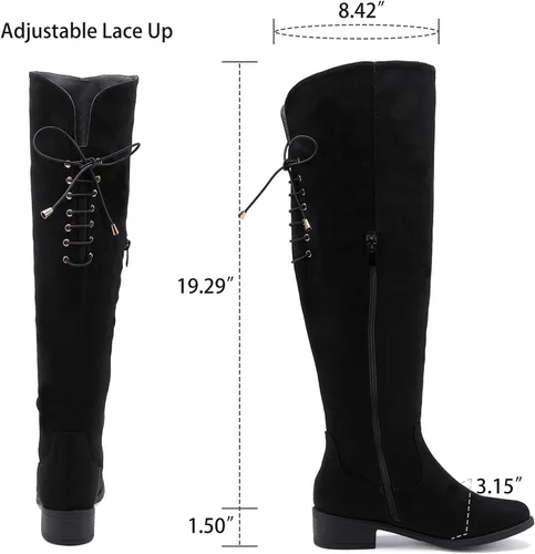 Vista 7 de EETTARO Botas altas de moda con cordones para mujer, con cremallera lateral, tacón de bloque