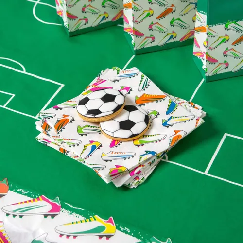 Vista 5 de Decoraciones reutilizables para fiestas de fútbol, banderines de feliz cumpleaños para adultos, niños y niñas, pancarta de papel de fútbol ecológico