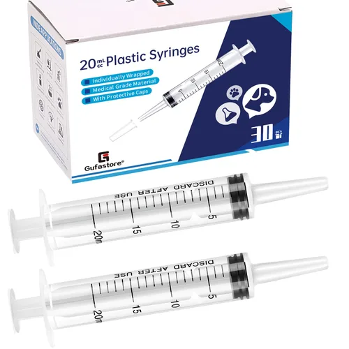 Vista 11 de Paquete de 50 jeringas de plástico azul de 0.0 fl oz con tapas para laboratorios científicos, medición de líquidos, riego, recarga, oral, mascotas