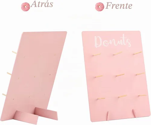 Vista 3 de Soporte de donas para fiesta, tablero de exhibición de madera con capacidad