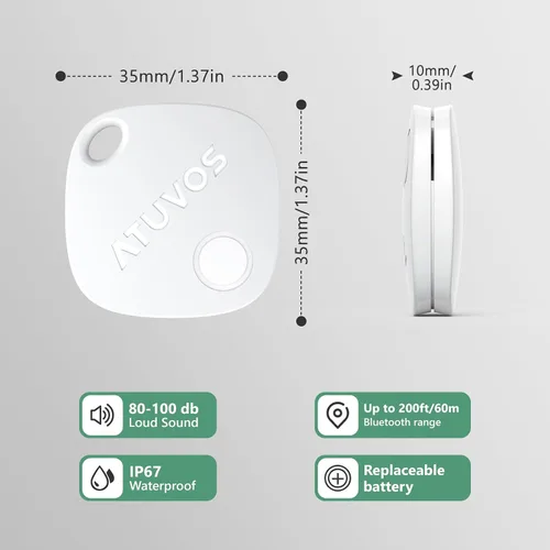 Vista 8 de Etiqueta de seguimiento Air Tracker de ATUVOS Paquete de 1, rastreador de equipaje con Bluetooth funciona con la aplicación Apple Find My