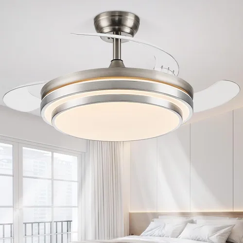 Vista 14 de FIDGRA Ventilador de Techo Fandelier de 42 Pulgadas con Luz, Ventilador de Techo Retráctil con Luces para Dormitorio, Sala de Estar, Comedor