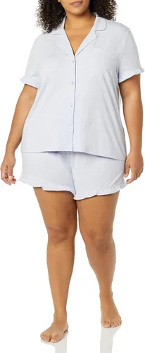 Vista 3 de Tienda Essentials Conjunto de pijama de algodón modal con cuello de muesca para mujer (disponible en tallas grandes)