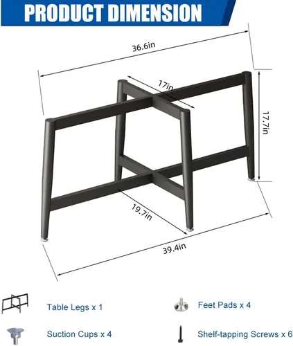 Vista 2 de KaKaBB Patas de Mesa de Café de Metal de 18 Pulgadas, Patas de Muebles de Servicio Pesado para Escritorios Modernos de Oficina, Soportes de TV, Mesa