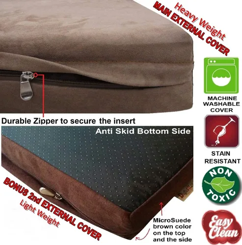 Vista 3 de Cama ortopédica para perros Dogbed4less, espuma viscoelástica de gel infundido térmico, para mascotas pequeñas, medianas y grandes, forro