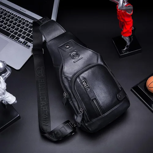 Vista 64 de LUKZIJAES Bolso bandolera de cuero genuino para hombre