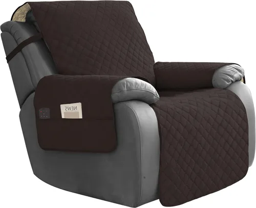 Vista 29 de Easy-Going Funda impermeable para sofá biplaza reclinable con bolsillo, funda de sofá reversible de 1 pieza para sillón reclinable de 2 asientos