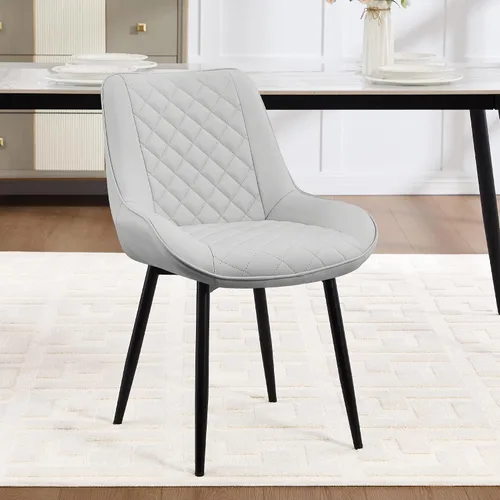 Vista 13 de Silla de Comedor, Sillas de Comedor Modernas con Cojines Gruesos, Sillas de Comedor y Cocina Tapizadas en Cuero Sintético con Patas Metálicas Marrón