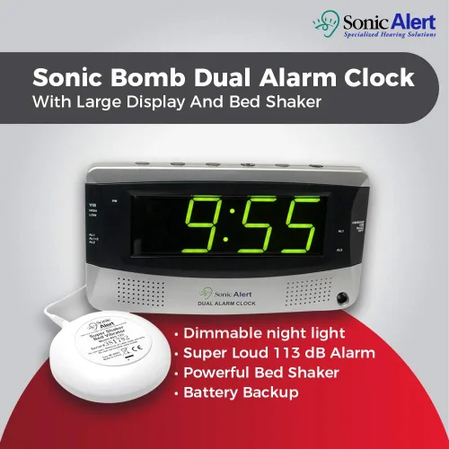 Vista 2 de Sonic Alert SBD375SSEU/USA Sonic Boom Dual Alarm Vibrating Alarm Reloj despertador
