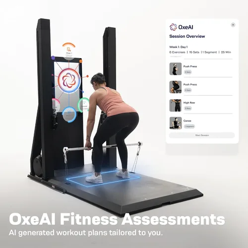 Vista 3 de OxeFit XS1 Peak Smart Home Gym - Máquina todo en uno de fuerza, cardiovascular y pilates con entrenamientos adaptativos, entrenamiento de IA