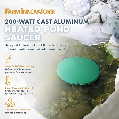 Vista 2 de Bomba flotante anticongelante, de Farm Innovators, modelo PS-200, 200 W, Floating Thermostatically controlled heater operates only when necessary