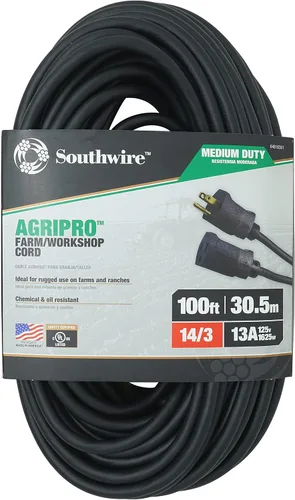 Vista 9 de Southwire AGRIPRO 10/3 Cable de extensión de uso rudo extra para granja/taller, 25 pies, SJTOW, negro, 64817501