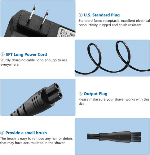 Vista 7 de 12 V para cargador de afeitadora Remington PA-1204N, repuesto para Remington Shaver F5-5800 F5800 F7800 F5790 F4790 FR750 MS-280 MS-290 MS3-2000