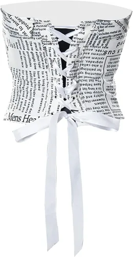 Vista 3 de Chaleco de verano ajustado para mujer estampado de letras de periódico informal transpirable camiseta corta