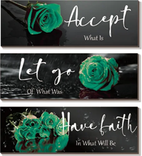 Vista 10 de ZINYAZHE 3 Piezas de Decoración de Pared en Blanco y Negro, Arte de Pared Inspirador de Flores de Madera, Rosas Blancas para Baño, con Frases Rosa