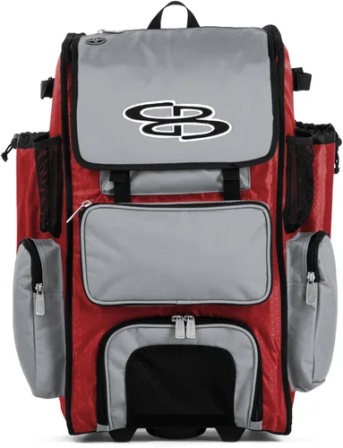 Vista 6 de Boombah Rolling Superpack - Bolsa para equipo de béisbol/sóftbol, varios colores, mango telescópico y capacidad para 4 murciélagos, versión con Negro