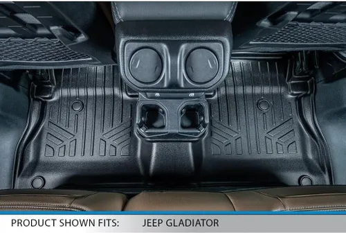 Vista 4 de SMARTLINER Juego de tapetes de piso de ajuste personalizado de 2 filas compatibles con Jeep Gladiator 2020-2025