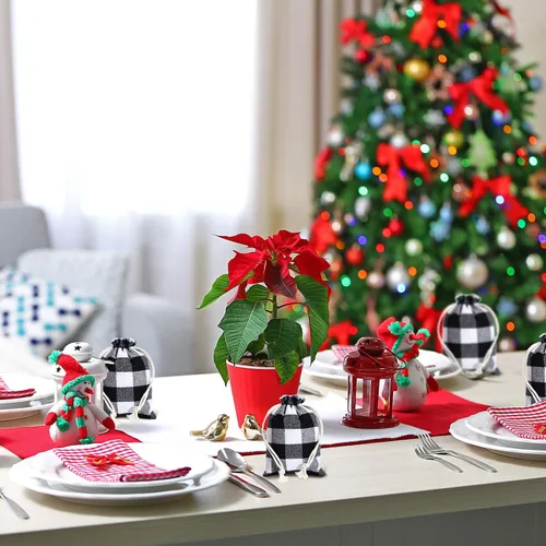 Vista 7 de Boao 24 piezas Bolsas de Navidad Bolsas de regalo con cordón de Navidad a cuadros de búfalo envoltura de regalo de algodón bolsa de dulces