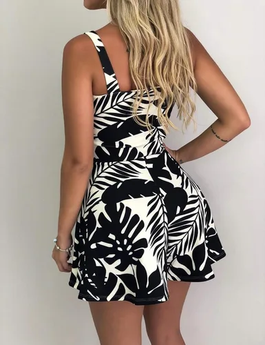 Vista 2 de Relipop - Mono para mujer estampado floral sin mangas cuello en V con nudo