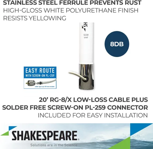Vista 3 de Shakespeare Antena VHF de 14 pies para Galaxy 5230 - Ganancia de 8dB