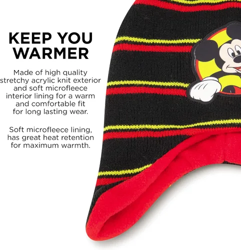 Vista 4 de Disney boys Winter Hat and Mitten Set, Mickey Mouse Toddler Beanie for Ages 2-4