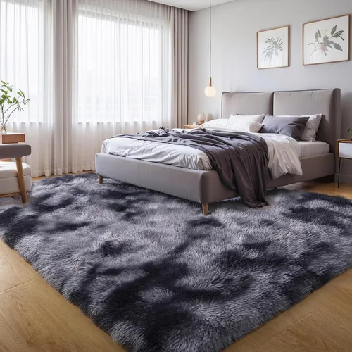 Vista 35 de KICHOWUA - Tapete grueso y esponjoso de 3 x 5 pies, color negro, ultrasuave, lavable, antideslizante, acogedor y peludo, para sala, dormitorio