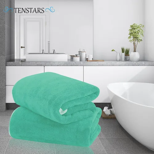 Vista 3 de TENSTARS Toallas de baño de seda con dobladillo para liquidación de baño - 27 x 55 pulgadas - Ligeras, delgadas, de secado rápido - Toalla