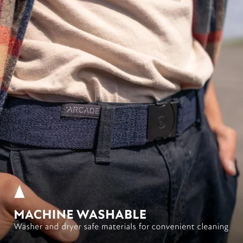 Vista 4 de Arcade Cinturón para hombre Adventure Ranger correa elástica resistente, hebilla no metálica para viajes