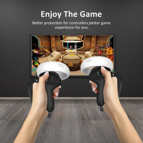 Vista 7 de Brujula Design Controller Grips Compatible with Quest 2 Accessories, Silicone Grip Cover Handle Protector with Adjustable Sponge Finger Knuckle